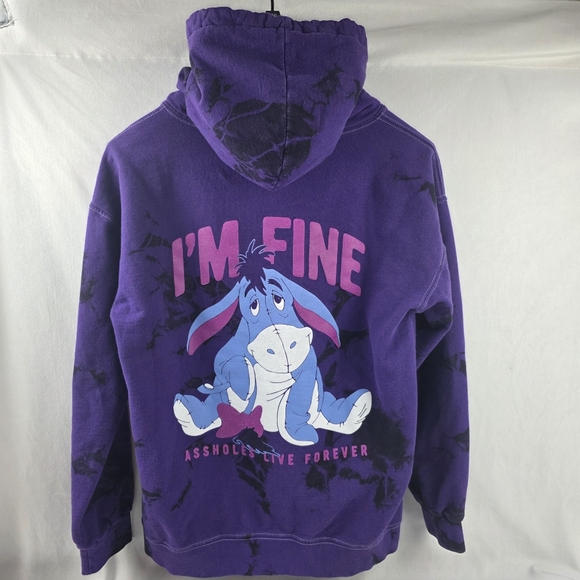Eeyore A*^Holes Live Forever Tie Dye Purple Hoodie Unisex Size Medium R29 - Picture 2 of 6